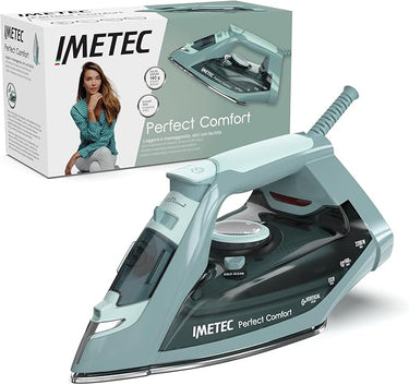 IMETEC Perfect Comfort, plancha de vapor, ligera, manejable, protección antical, golpe de vapor 140 g, suela de acero inoxidable, 2200 W, mango ergonómico, tecnología de ahorro de energía